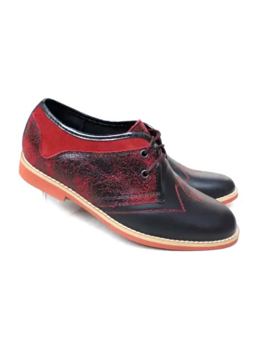 Fashion Женские кожаные туфли на шнуровке, размер 37 (24см) дерби темно-красный з натуральная замша, натуральная кожа, украина — демисезон (348472371)