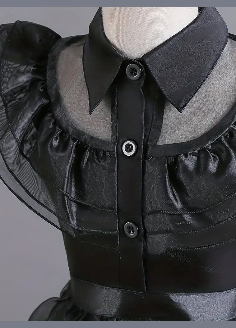 Черный костюм wednesday addams для детей – загадочный стиль на хэллоуин и вечеринки No Brand