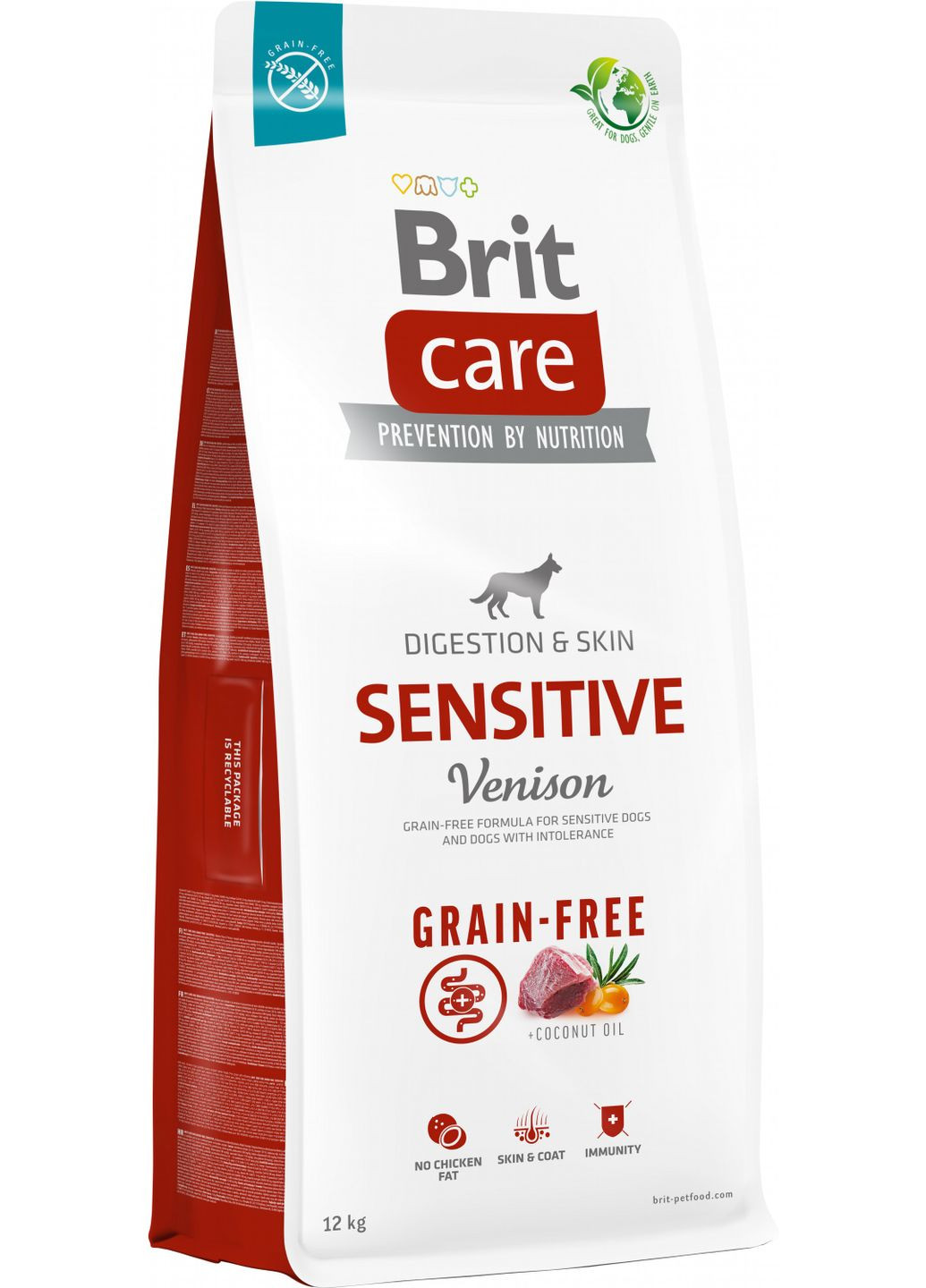 Корм для собак с чувствительным пищеварением Dog Grain-free Sensitive беззерновой с олениной 12 кг (8595602559138) Brit Care (364788753)