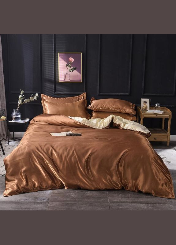 Атласна постільна білизна Напівторна Кава з молоком 145 x 210 наволочки 2 х 50х70 см, 2 х 70х70 см (141415) No Brand (308755047)