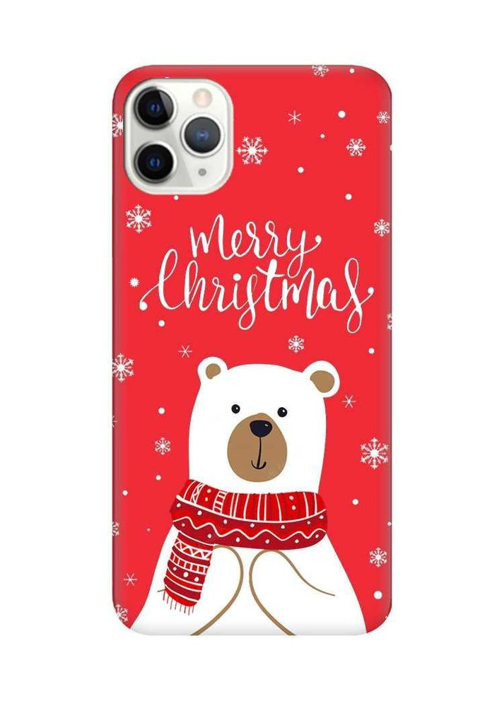 Матовий червоний чохол на iPhone 11 Pro Max (6.5) Ведмедик. З Різдвом (принт 146) Creative (362966808)