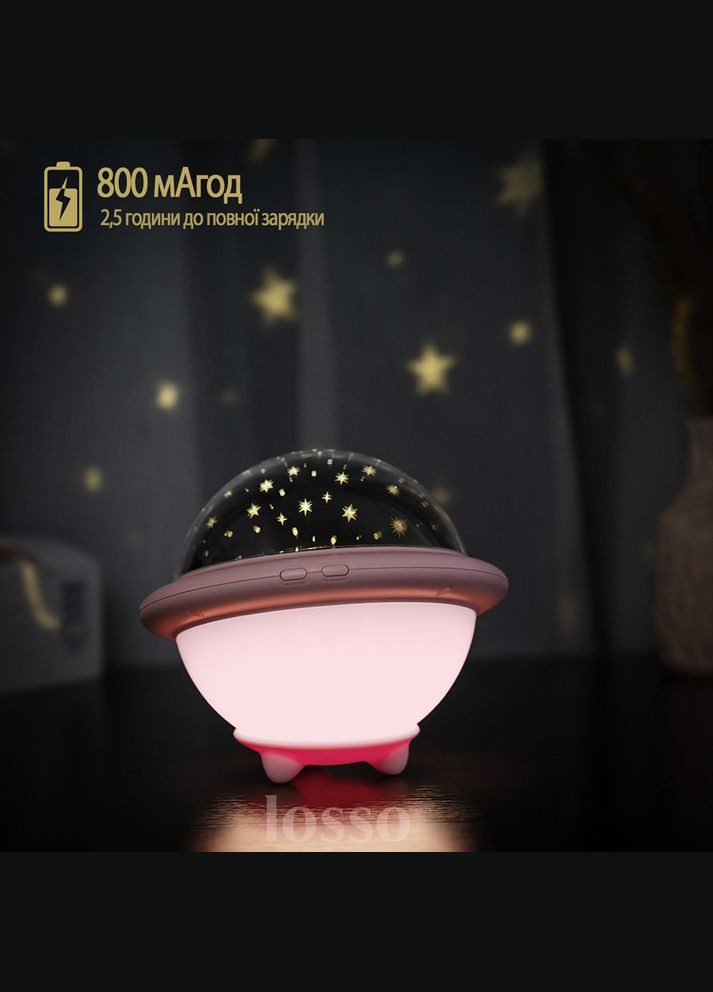 Проектор аккумуляторный звездного неба НЛО LJC-133-mini - детский ночник LED проектор НЛО розовый Losso (327041682)