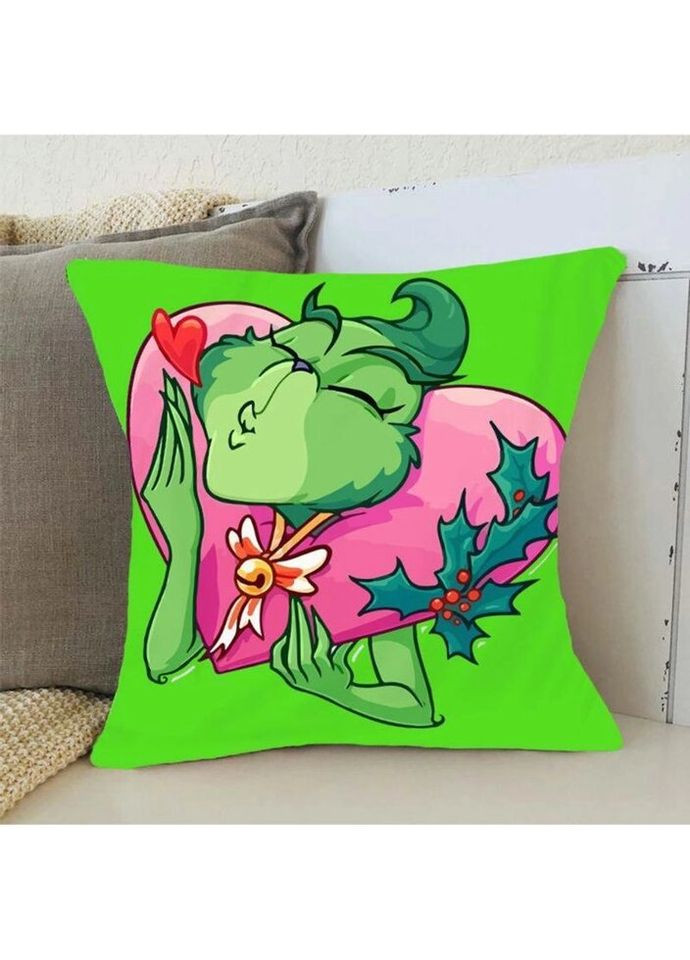 Подушка 3D новогодняя Любящий Гринч 3172_D 15360 35х35 см Fashion (297158657)