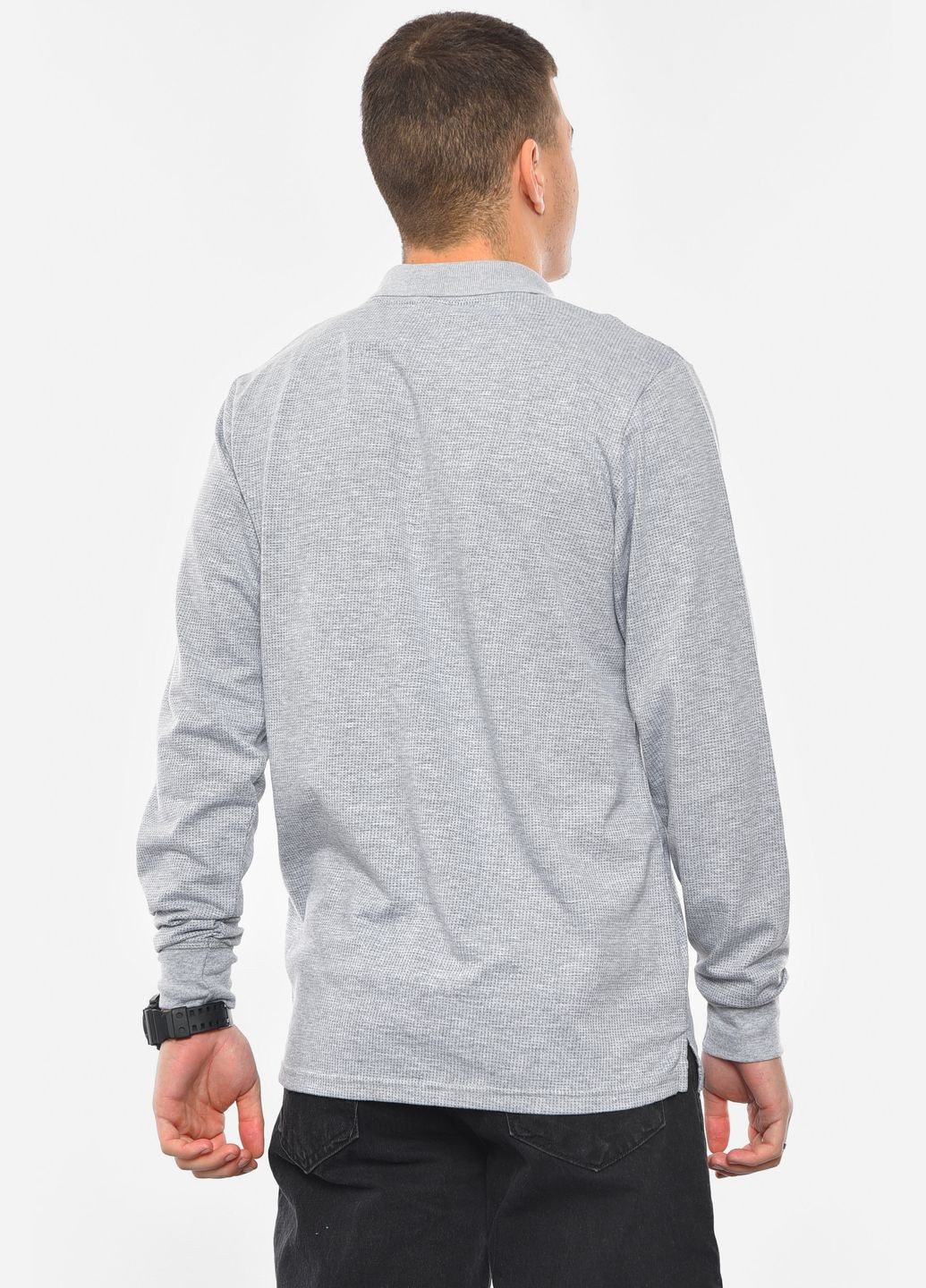 Серый кофта поло мужская полубатальная серого цвета Let's Shop однотонный без декора (306614345)