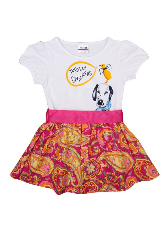 Белое летнее платье на девочку с коротким рукавом с собачкой Nova (334727183)