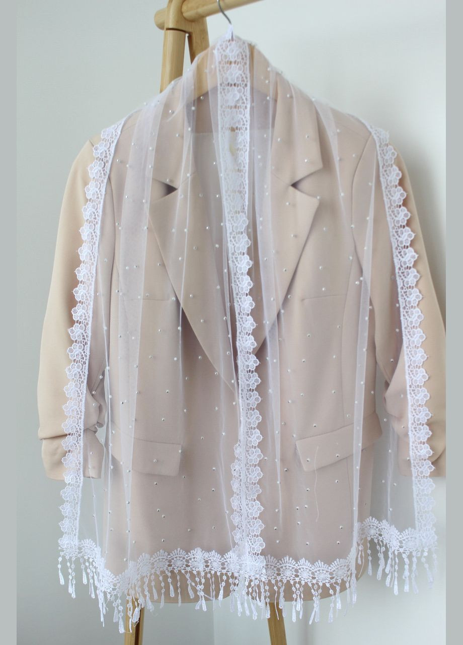 Шарф білий весільний церковний ажурний 156001 Husta (322502373)