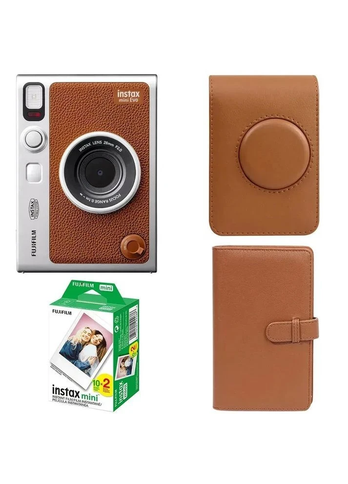 Подарочный набор камера Instax Mini EVO/Фотобумага 20 шт/Чехол/Фотоальбом 108 фото Коричневый 2516978255 Fujifilm (387630829)