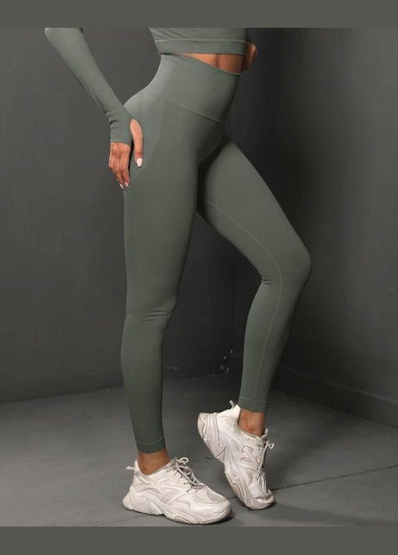 Жіночі спортивні однотонні лосини з подвійним пуш-ап push up ефектом для тренувань йоги фітнесу No Brand (325478399)