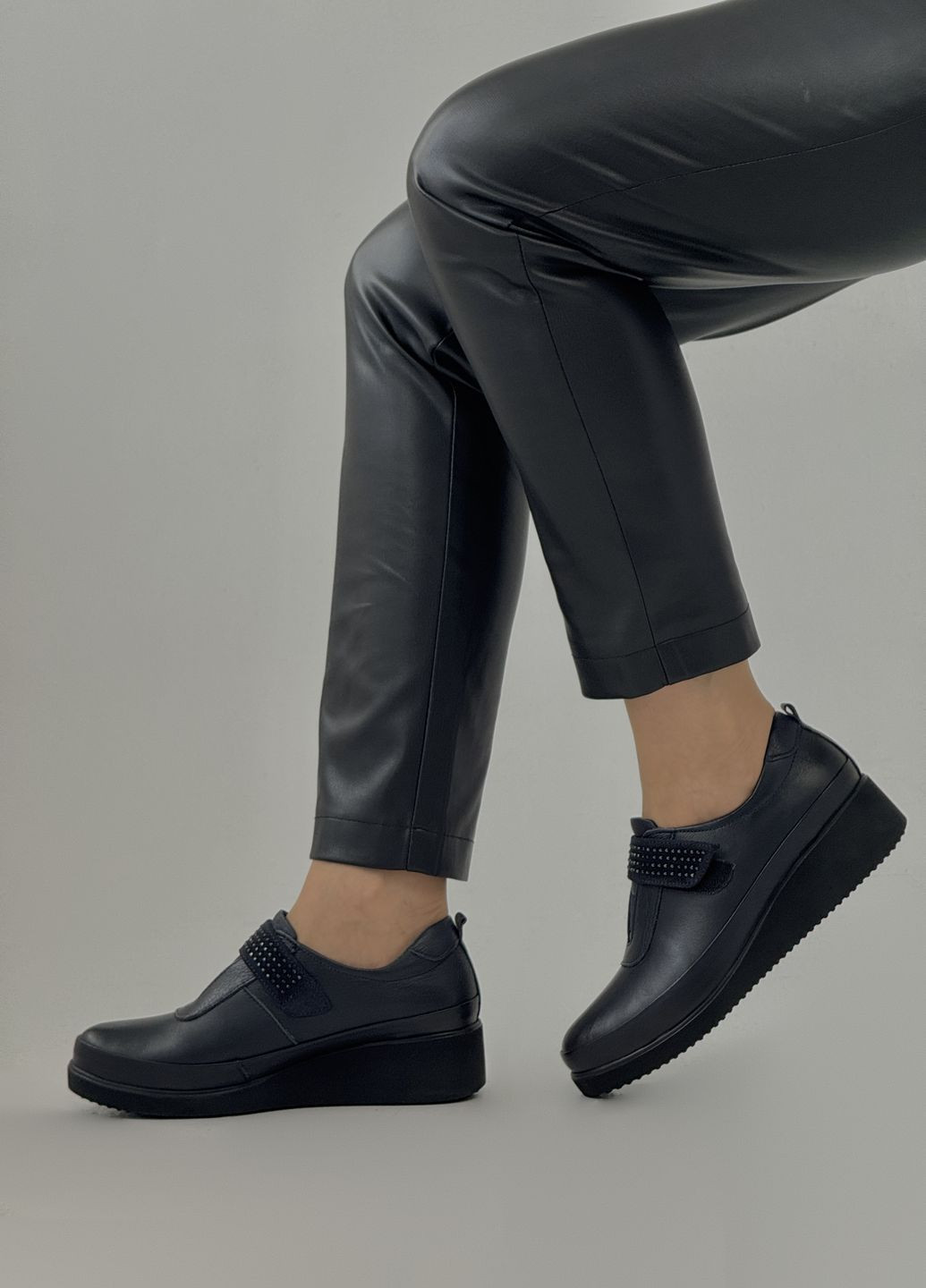 RIPKA Туфли женские кожаные темно-синий з натуральная кожа, украина — демисезон (362152427)