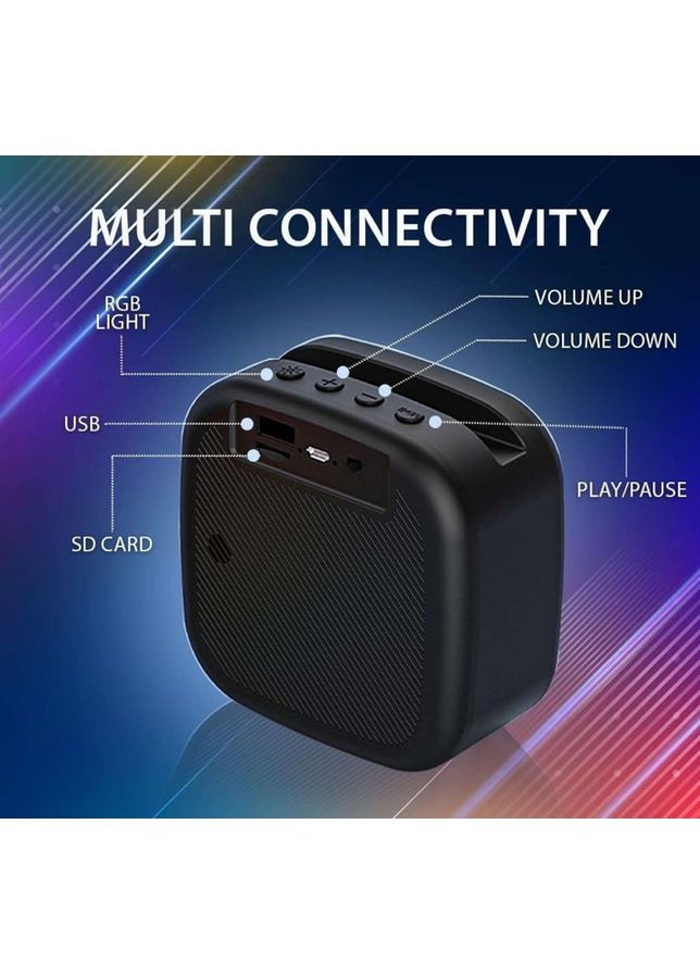 Колонка Bluetooth L011 портативна акустика з насиченим звуком FM-радіо та підтримкою USB microSD і AUX з RGB 5 Вт Чорний No Brand (366734759)