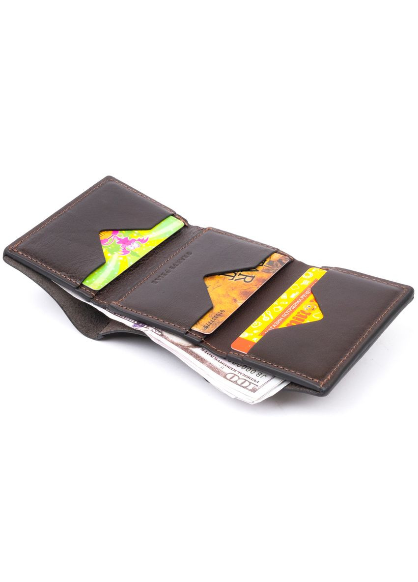 Вертикальне портмоне з магнітним хлястиком для карт та купюр коричневе (sku_11305) No Brand (327820417)