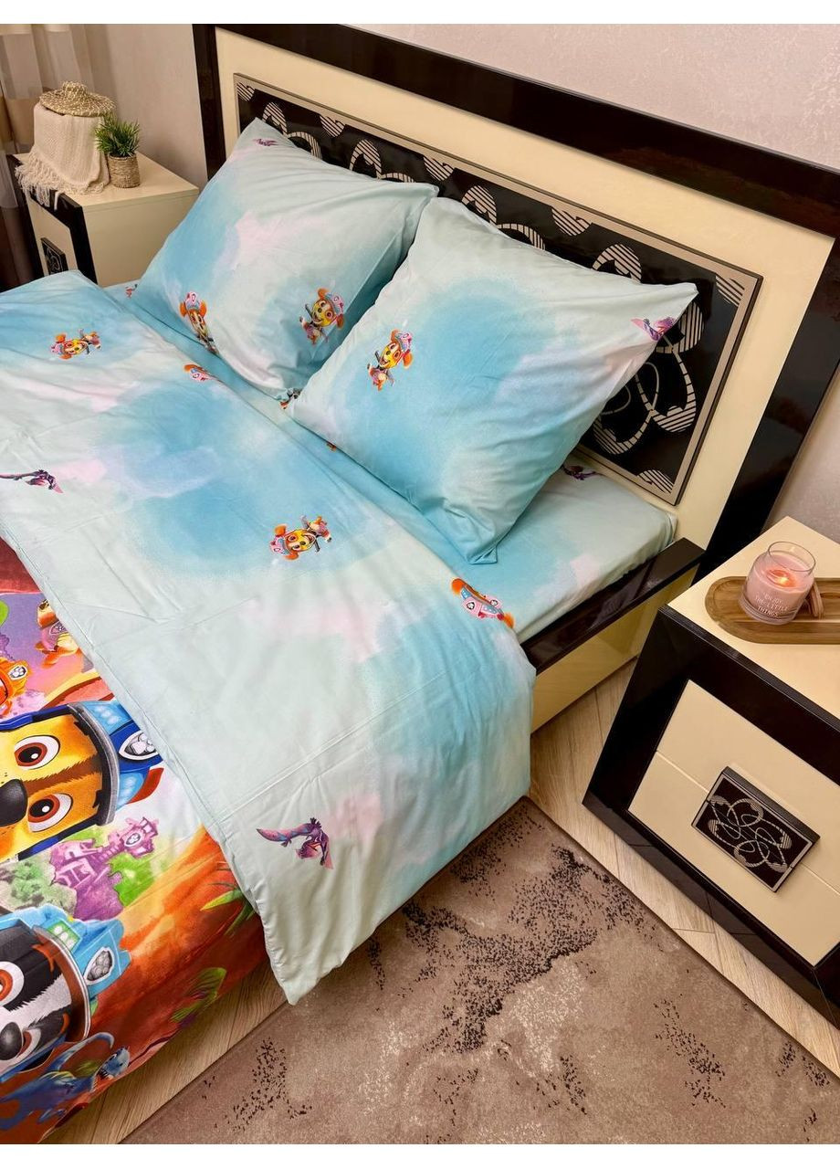 Постельное белье хлопковое Дино Полуторное 150 x 220 Бязь Голубое 70 х 70 No Brand (361146346)