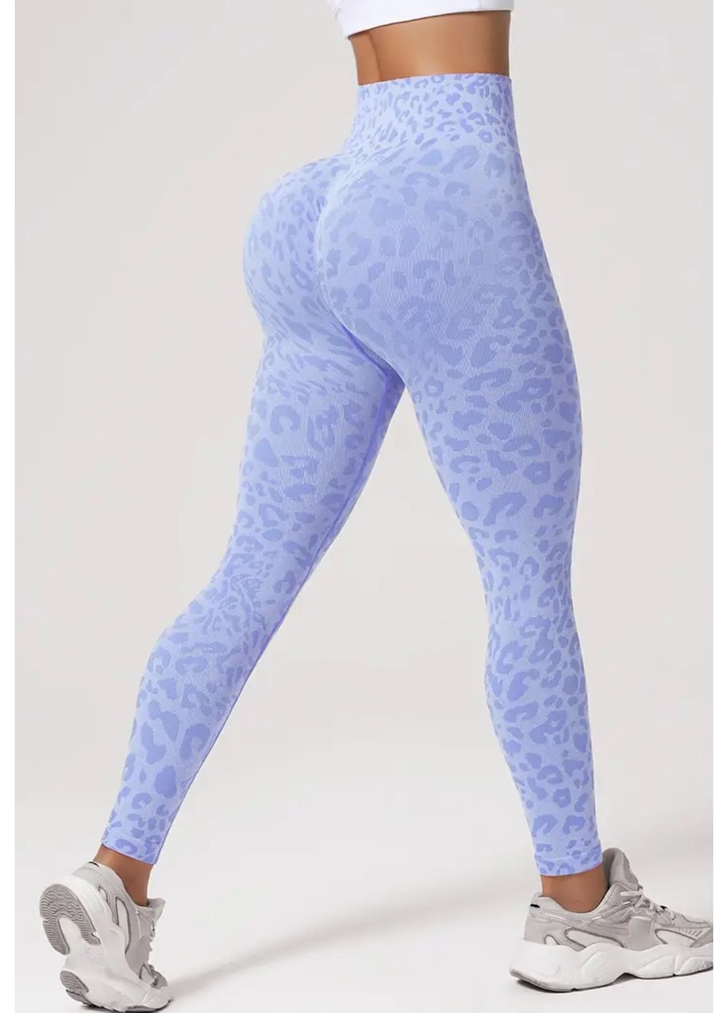Голубые женские спортивные леггинсы (лосины) леопард принт для фитнеса и йоги No Brand