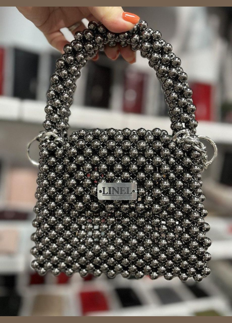 Сумка женская из бусин монохром ручная работа 040 Linel (337342843)
