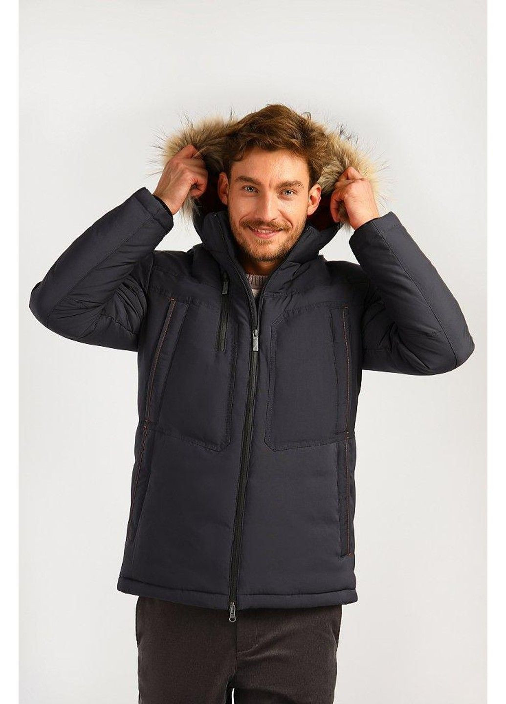 Темно-сірий зимній Пуховик Finn Flare