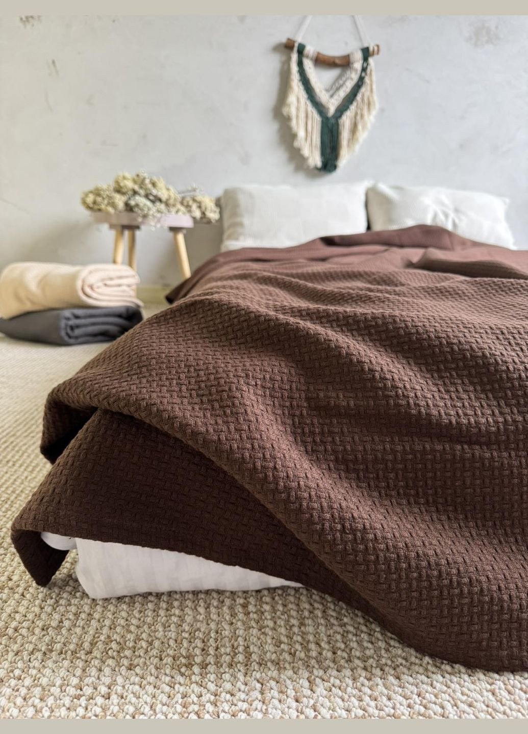 Покрывало Wheat хлопковое коричневое 220х240 см ZEINTEX (325875894)