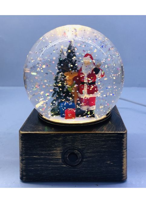 Новорічний нічник зі снігом "Санта з ялинкою" куля, що світиться (929) No Brand (365438461)