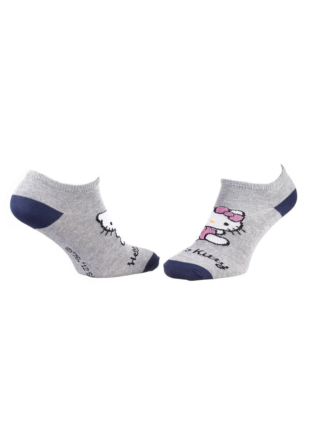 Сірі шкарпетки court 1-pack gray/birch Hello Kitty однотонні (333955350)