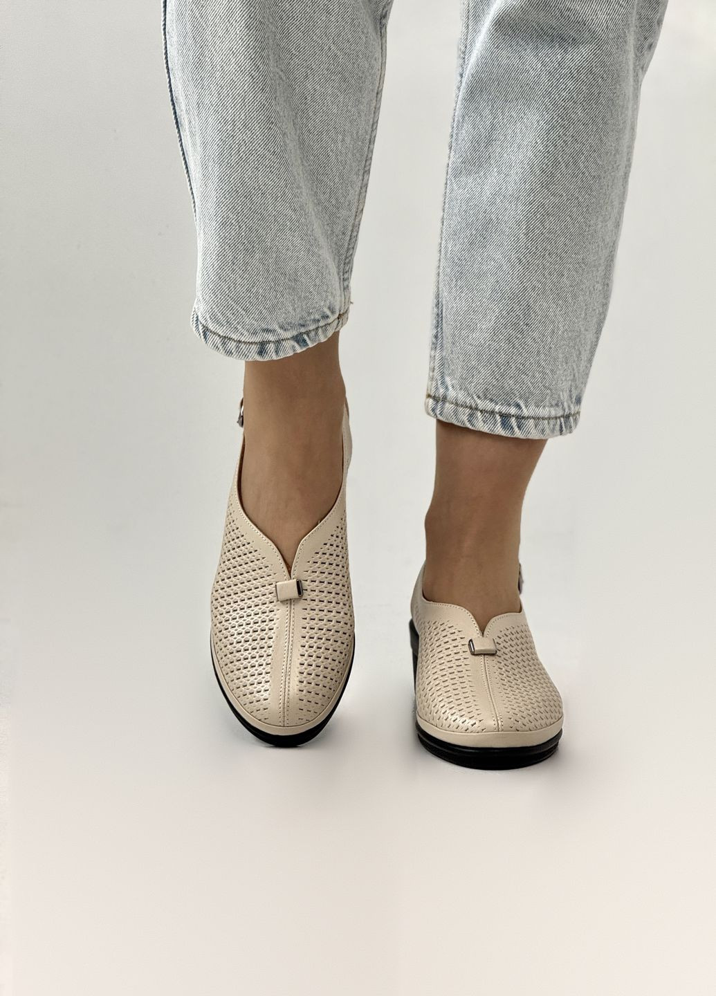 Бежевые босоножки женские кожаные на полную стопу Sherlock Soon