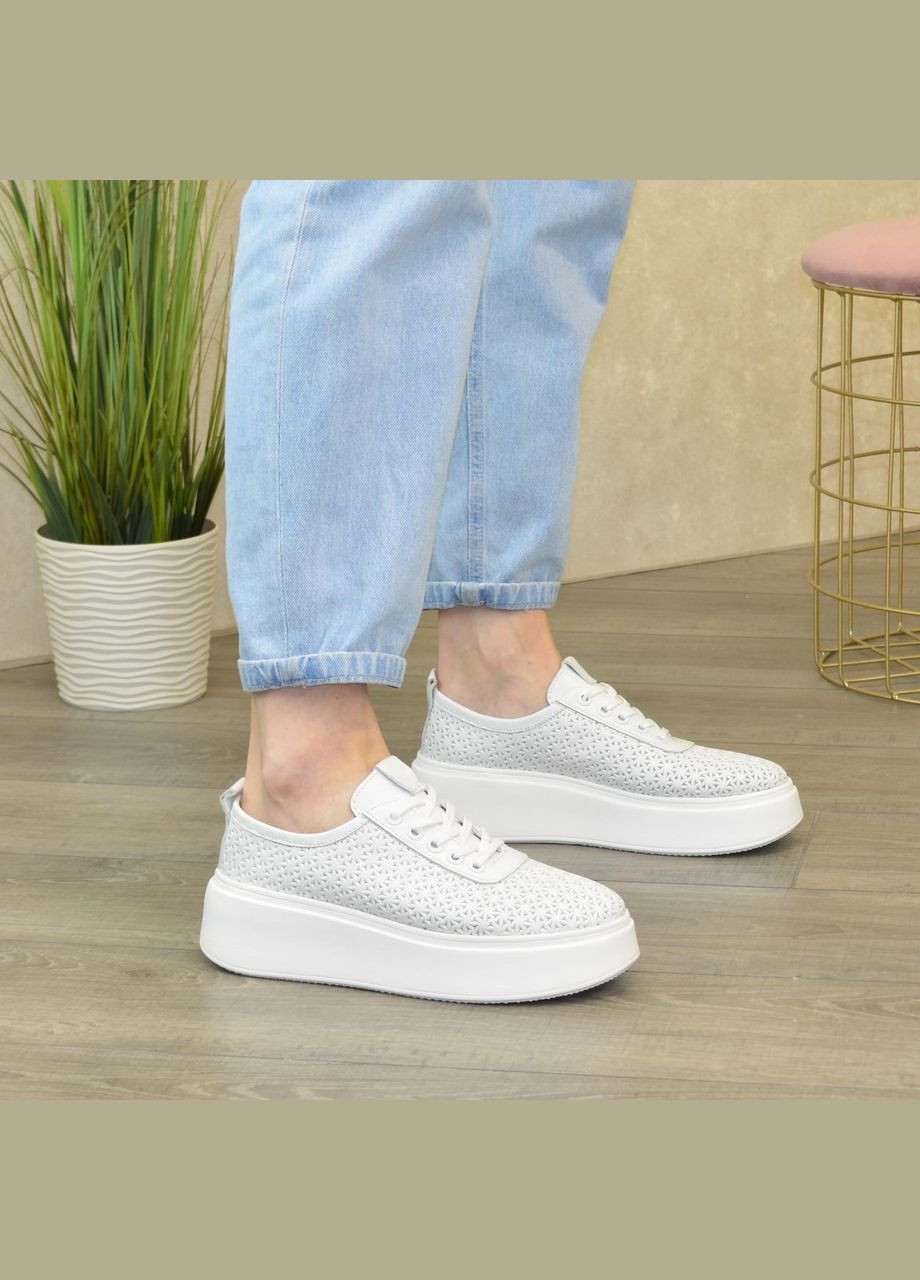 Кросовки шкіряні жіночі на шнуровці. Колір білий. 36-41 розмір Vasha para білі демісезони (303931726)