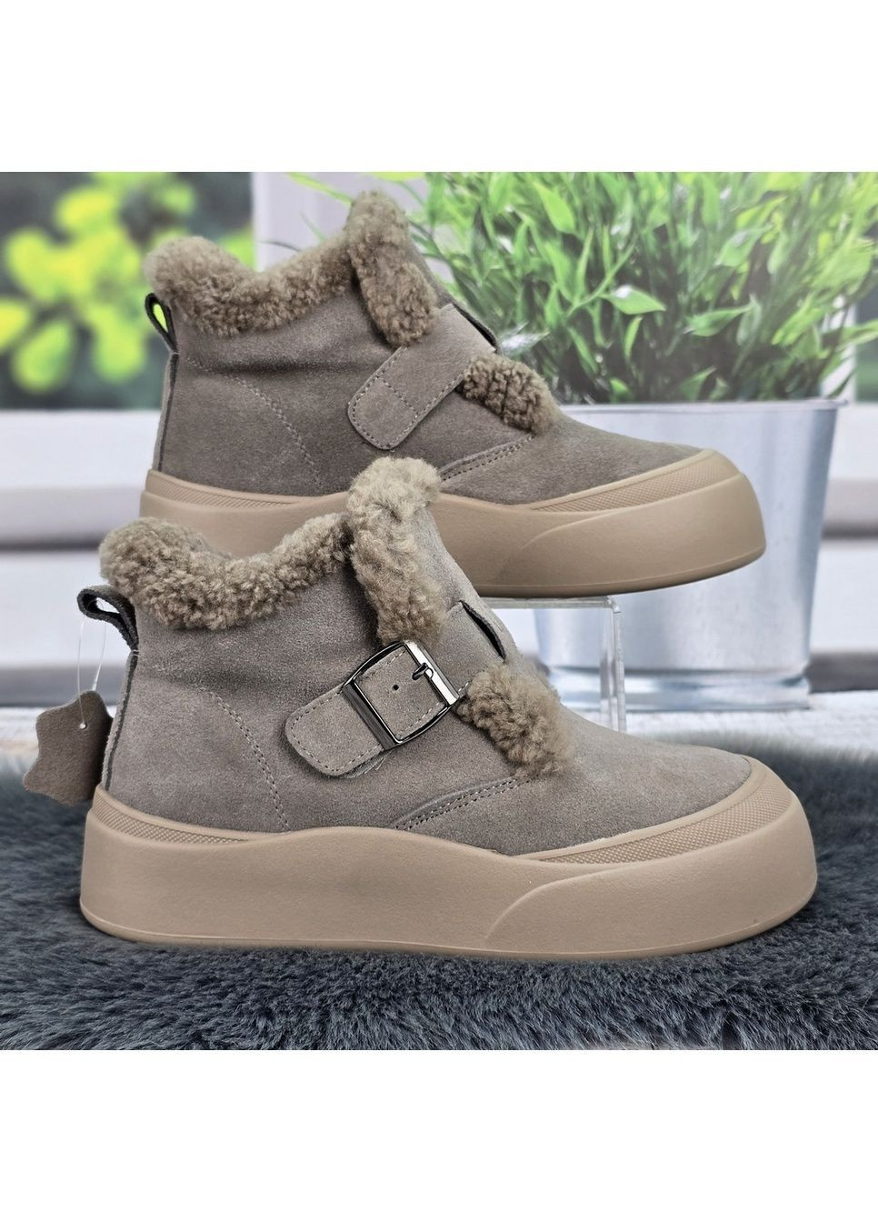 Жіночі зимові черевики з натуральної замші на хутрі Hengji (365718504)