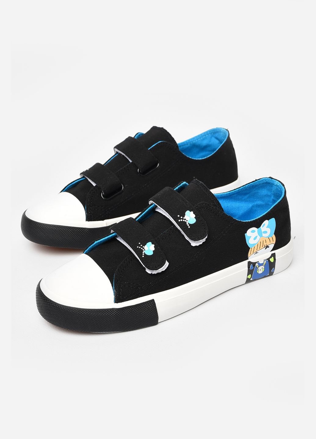 Черные кеды детские черного цвета текстиль Let's Shop