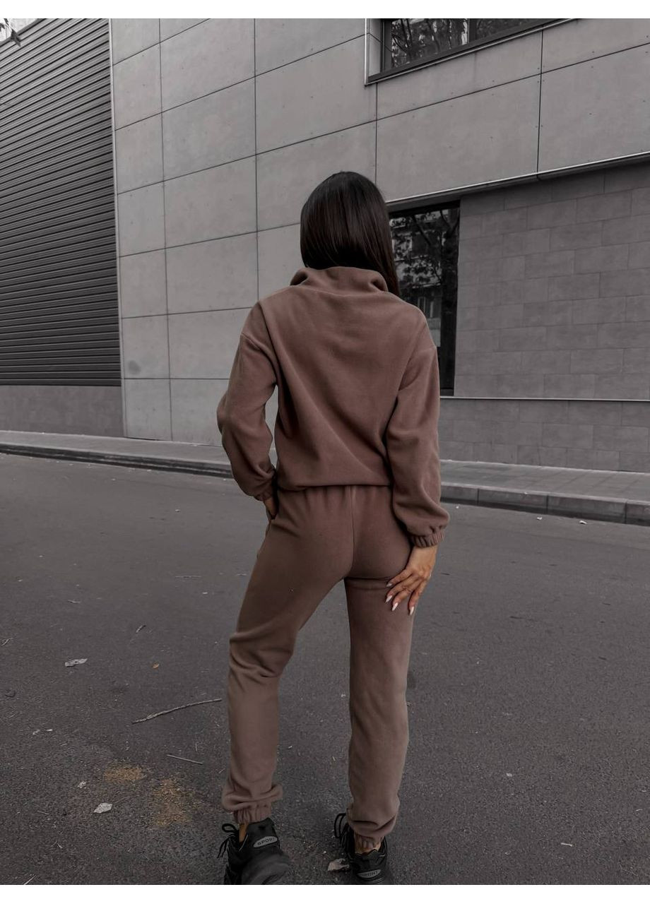 Женский костюм флисовый кофейного цвета 35076 Fashion (363022100)