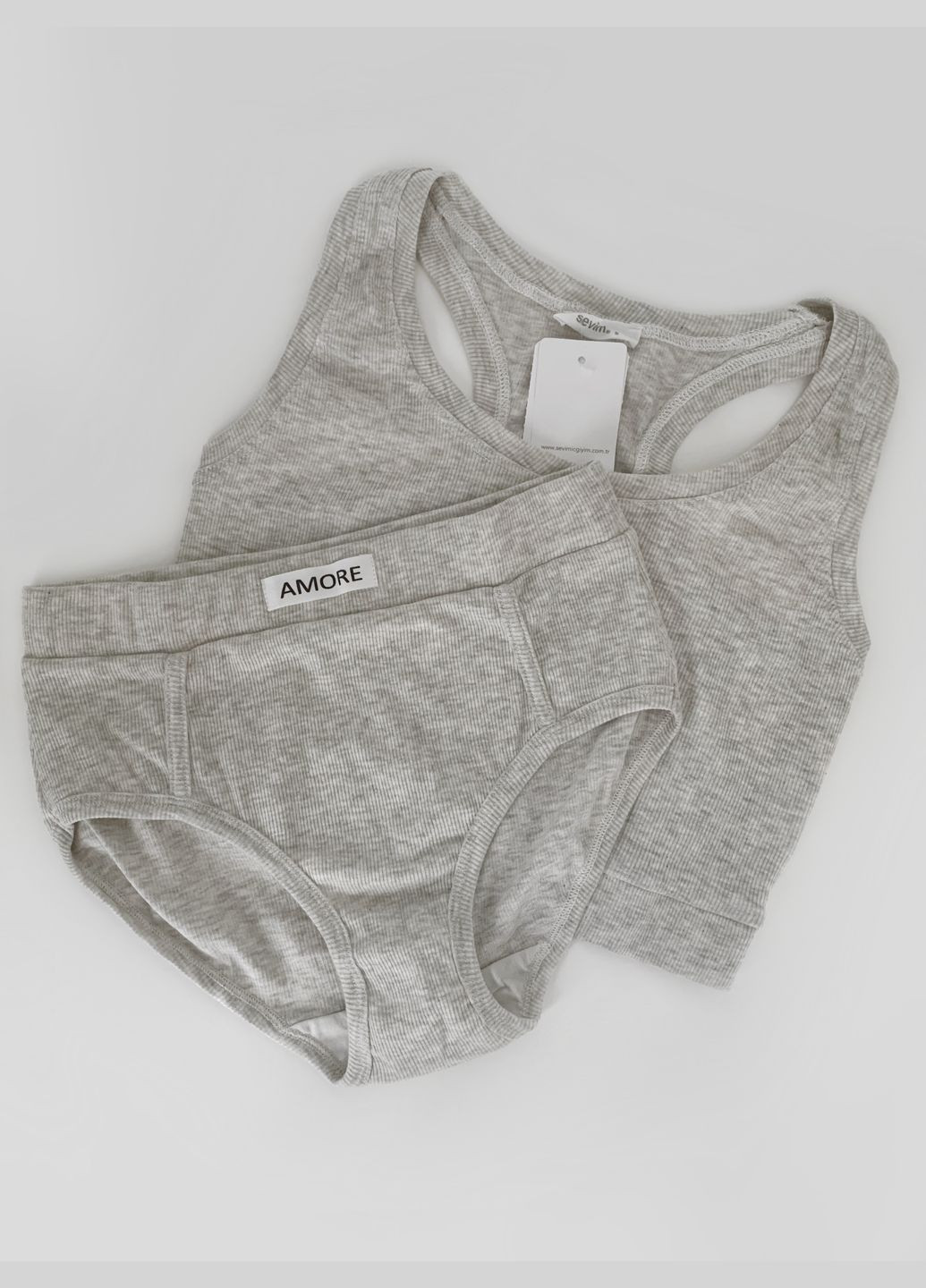 Сіро-бежевий жіночий комплект білизни сірий меланж Sevim