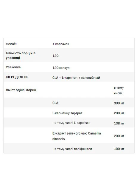 CLA + L-Carnitine + Green Tea - 120cap Allnutrition (402790565)