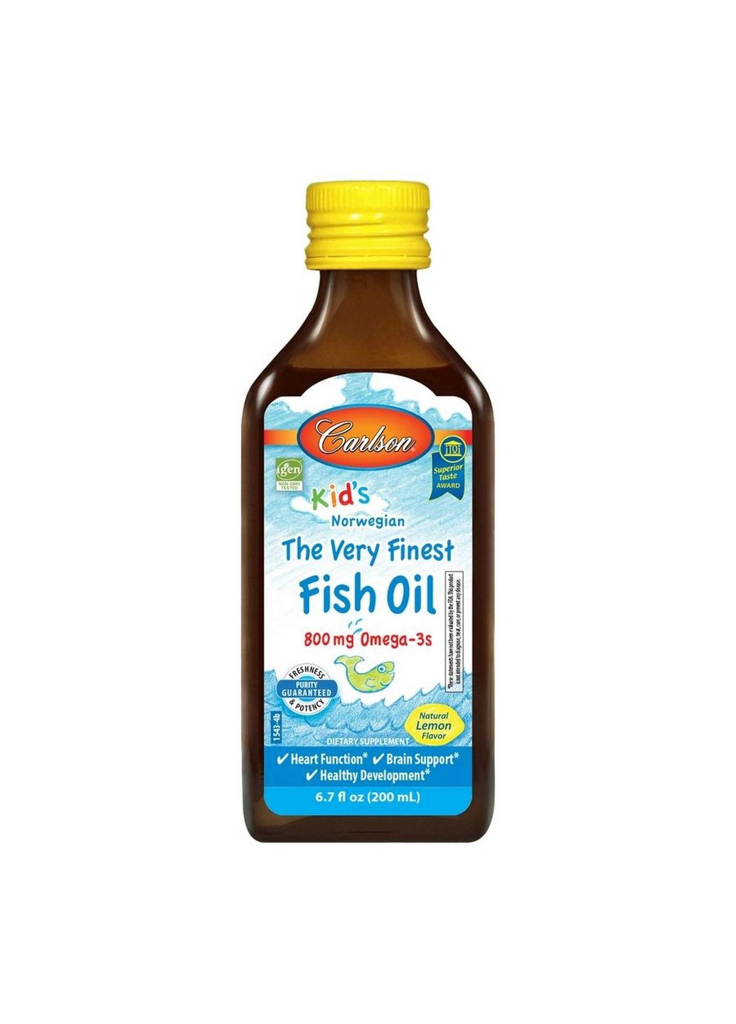 Жирные кислоты Kid's The Very Finest Fish Oil, 200 мл Лимон Carlson Labs (293477224)
