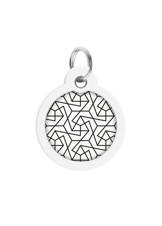 Адресник для собак і котів металевий Smart ID з QR паспортом, малюнок "Геометрія", коло, Д 30 мм WAUDOG (363199927)