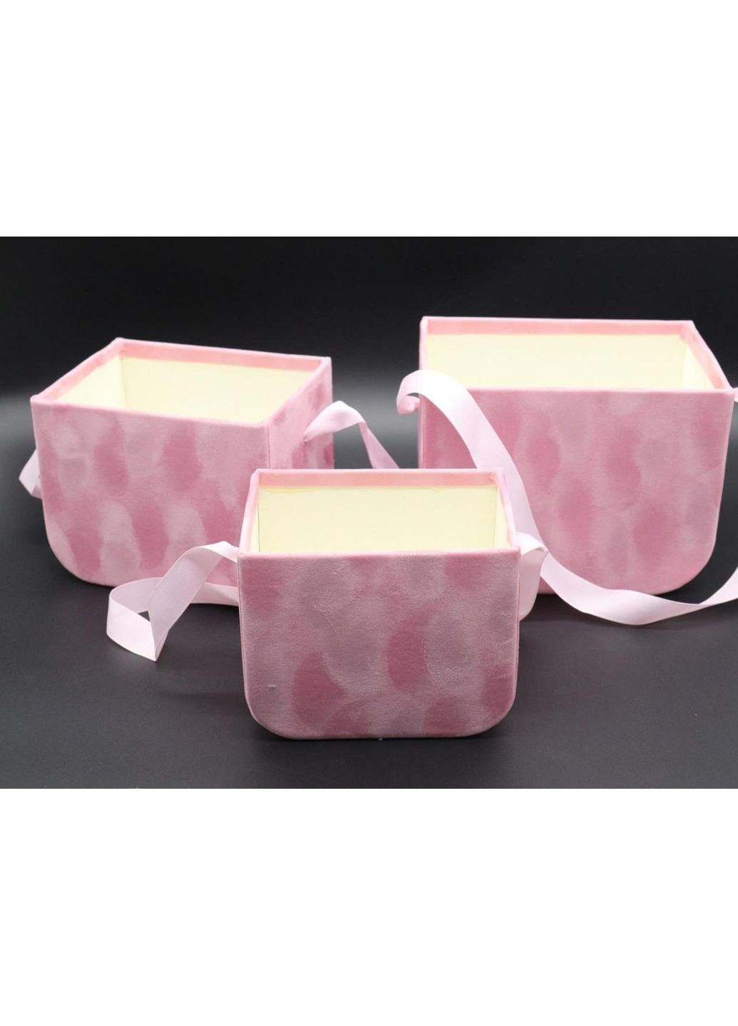 Цветные коробки бархатные флористические Цвет розовый. 3шт/комплект. 17х12х13см HM furnitura (365248755)