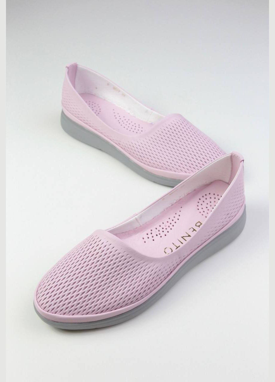 Женские балетки Benito | розовые однотонные натуральная кожа (316646131)