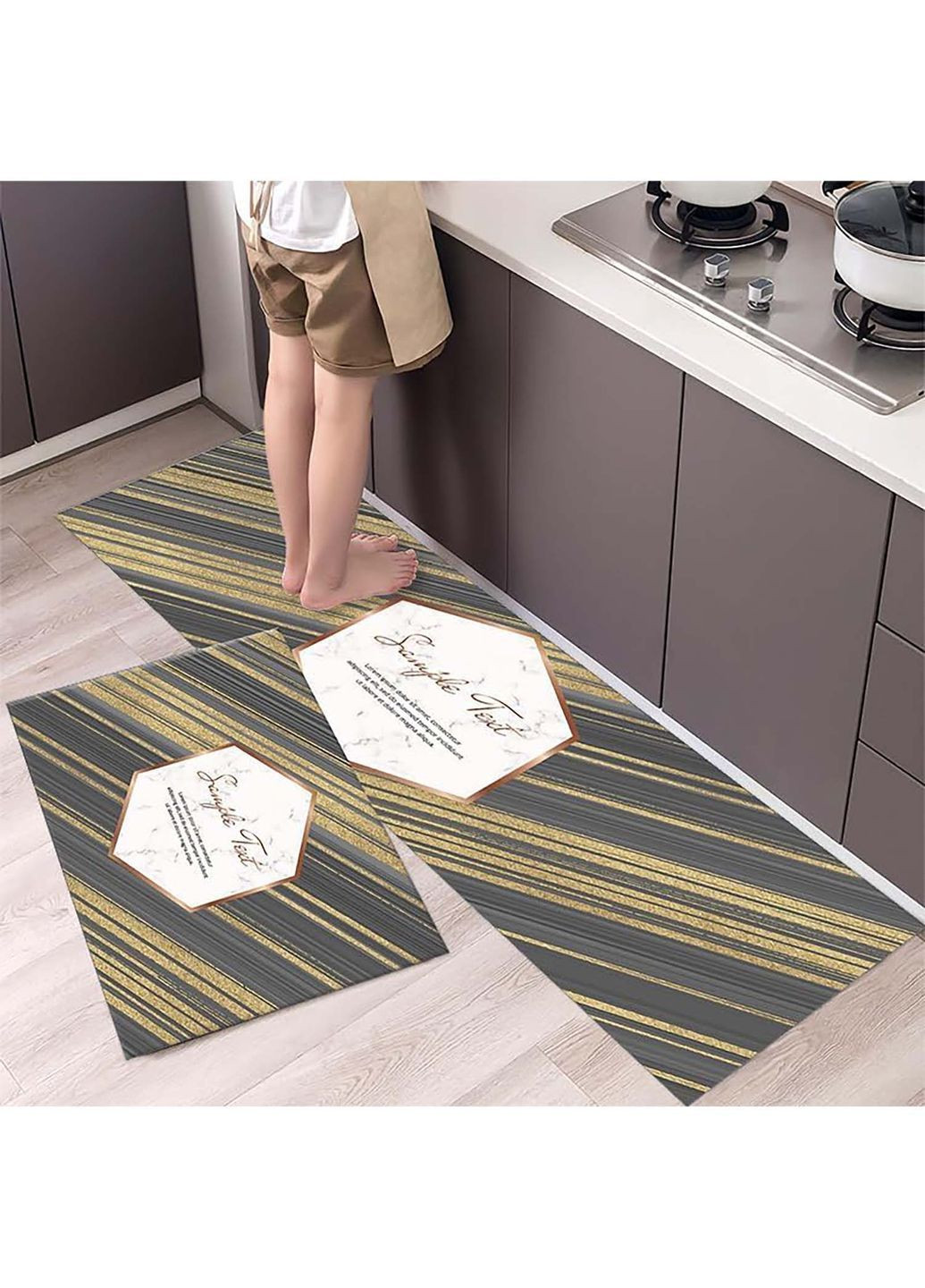 Набір килимків для кухні та ванної 120×40 см і 60×40 см водонепроникні, протиковзні, м'які, декоративні Kitchen Master (368877943)