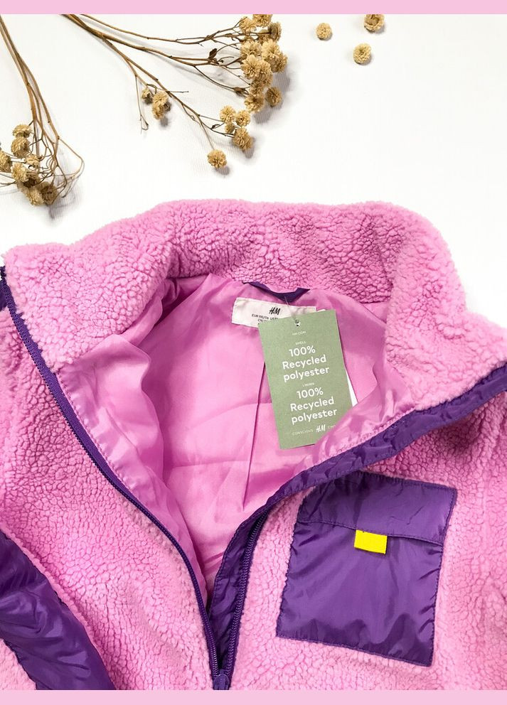 Фіолетова куртка тедді 134-140 см розово-фіолетовий артикул л296 H&M