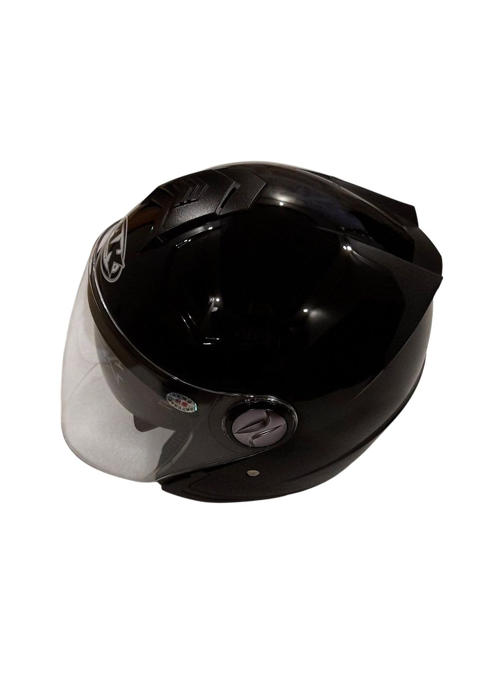 Шлем открытый + откидные очки AK-720 черный глянцевый No Brand (316698194)