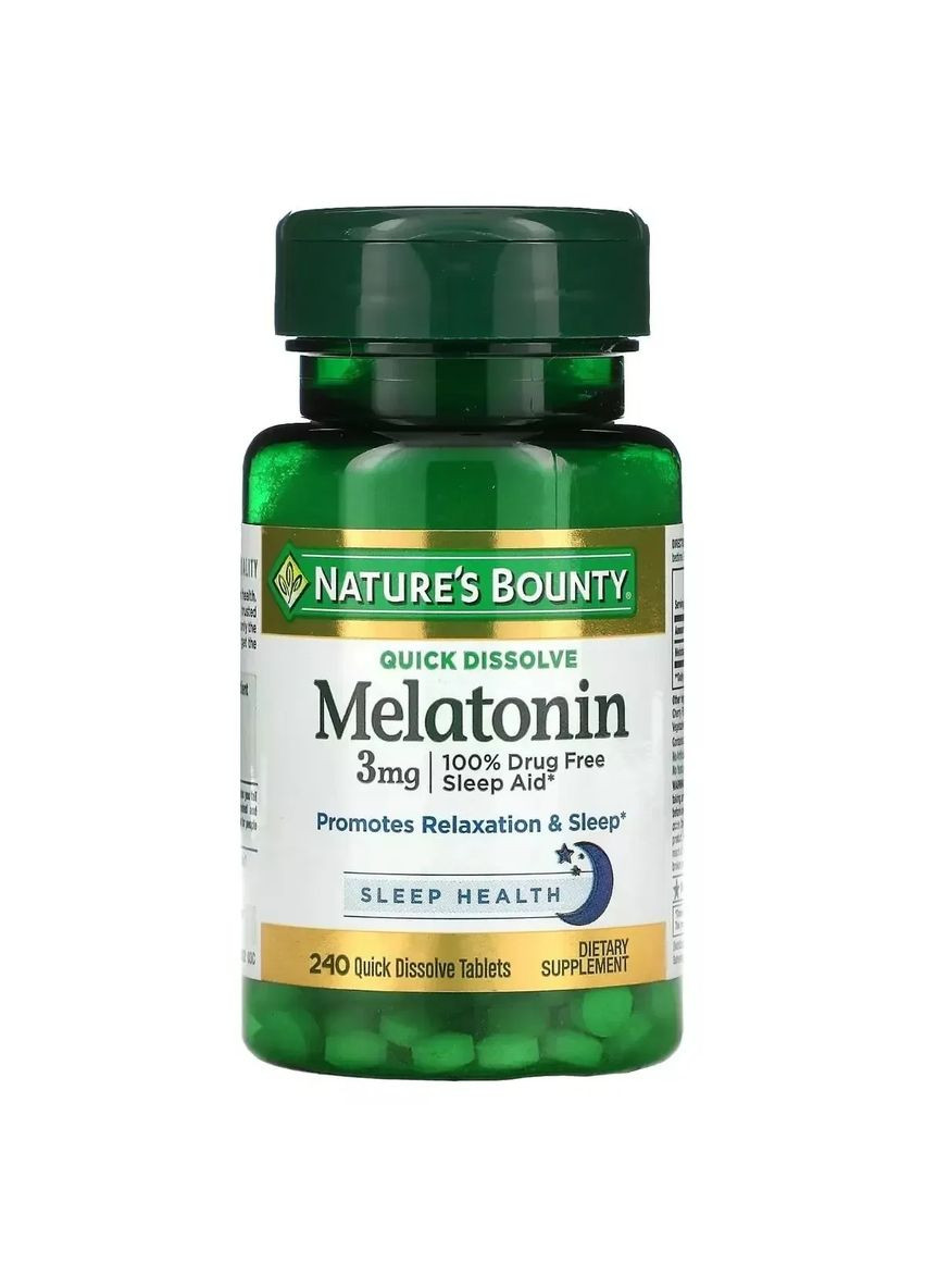 Мелатонін швидко розчинний, 3 мг, смак вишні, Melatonin,, 240 таблеток Nature's Bounty (362411682)