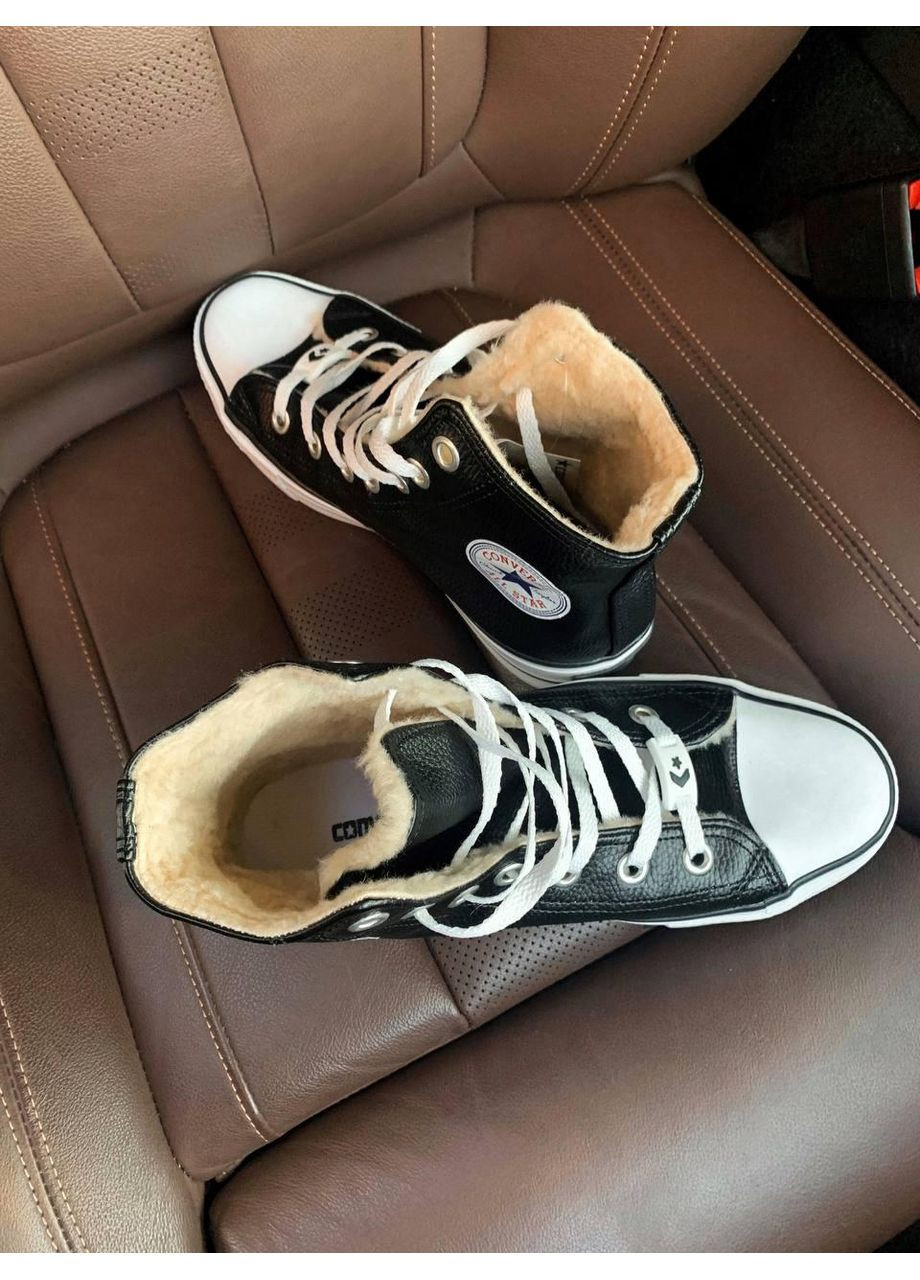КЕДЫ ЖЕНСКИЕ CONVERSE HIGHT BLACK FUR КОНВЕРС No Brand чёрные зима (367171512)