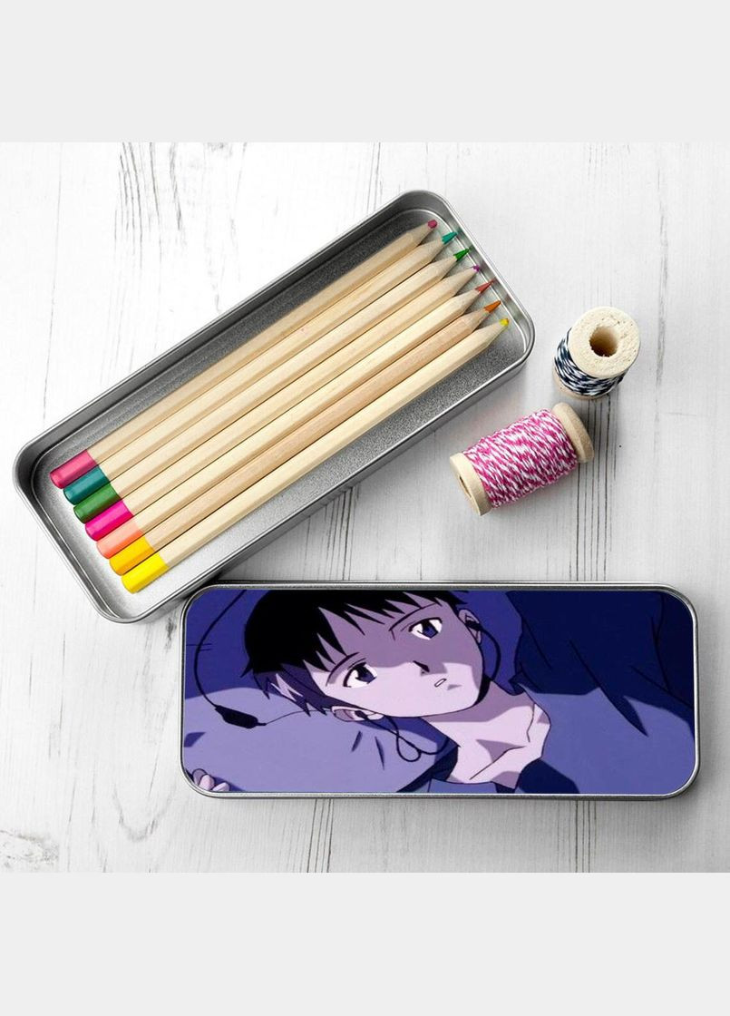 Органайзер для канцелярського приладдя металевий, кейс для дрібниць Аніме Євангіліон #007 7*18 см Silver No Brand (309153203)