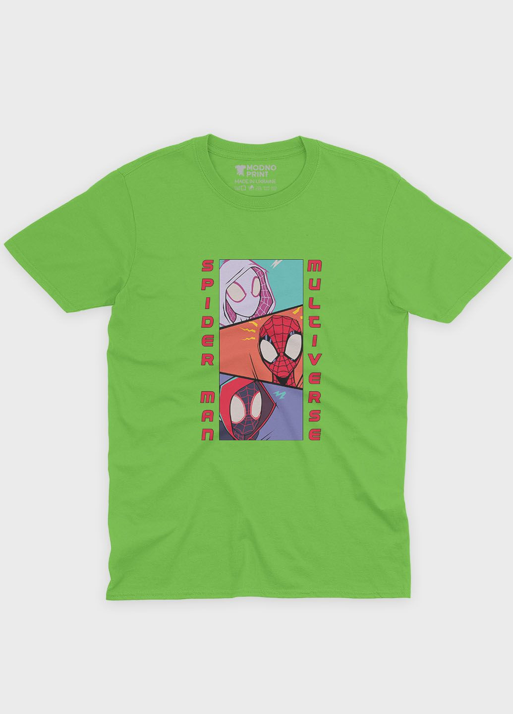 Салатова демісезонна футболка для хлопчика з принтом супергероя - людина-павук (ts001-1-kiw-006-014-047-b) Modno