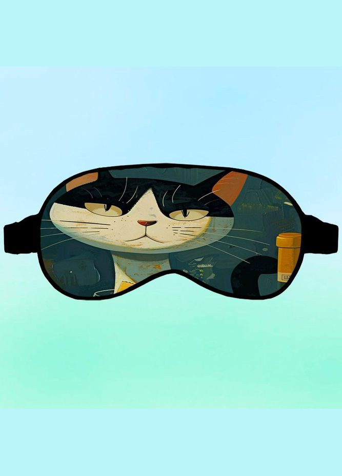 Маска для сна кот #08 Черная с принтом No Brand (315042118)