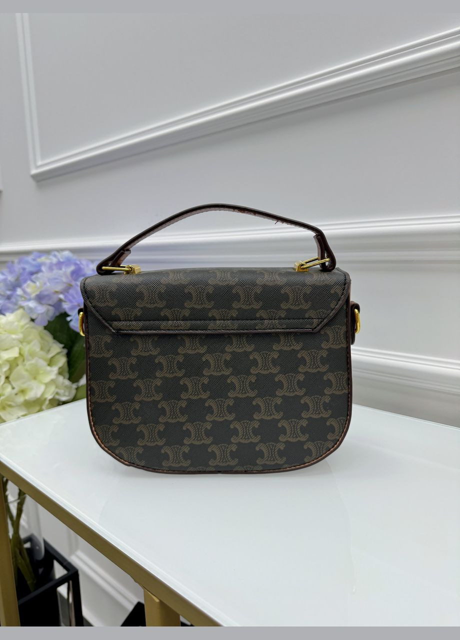 Сумка жіноча Сeline Saddle через плече коричневий моногам Селін PTR No Brand (317763149)