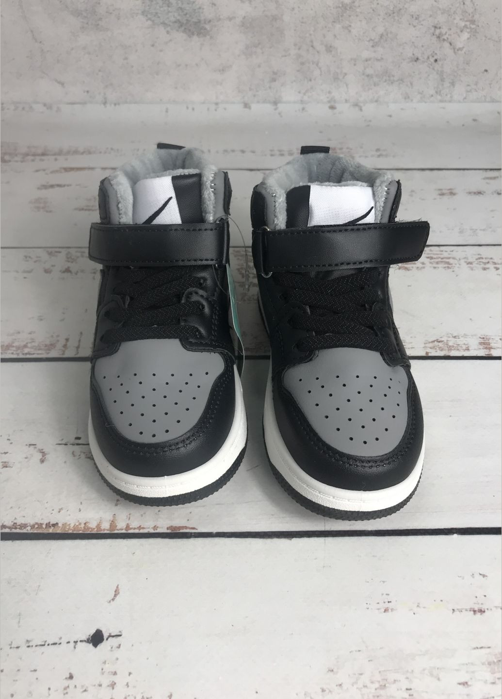 Комбіновані Осінні кросівки хайтопи демісезонні дитячі на хлопчика чорно-сірий (1061) Paliament