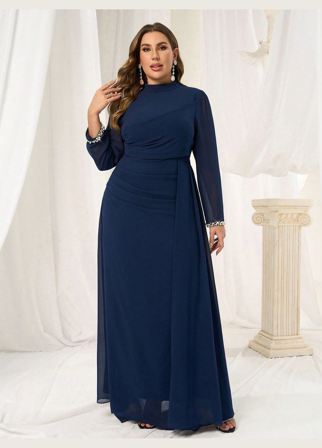Темно-синя вечірня сукня SHEIN однотонна
