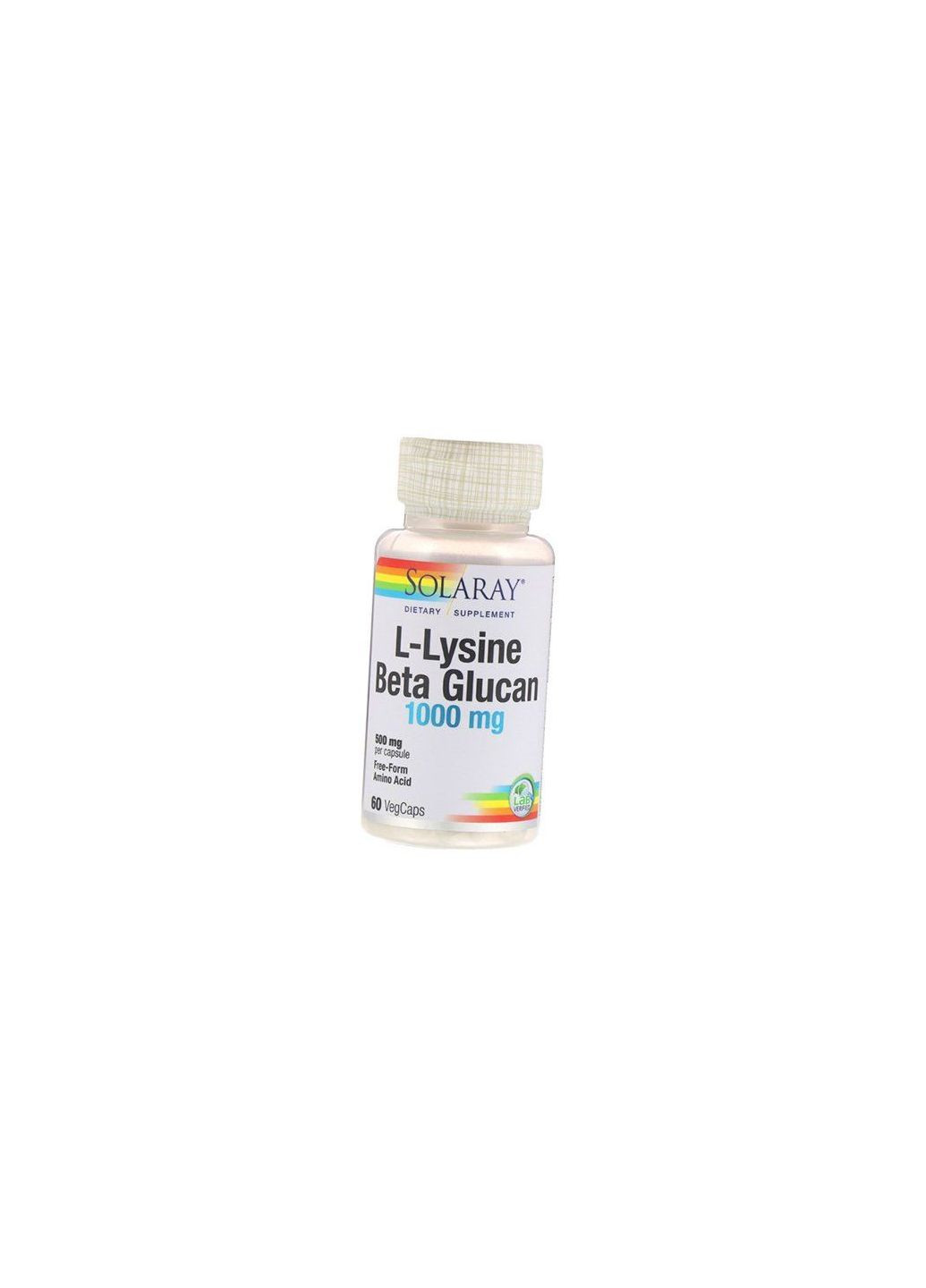 Лізин та Бетаглюкан, L-Lysine & Beta Glucan, 60вегкапс 27411001, (27411001) Solaray (293255278)