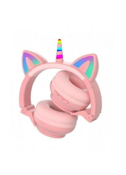 Бездротові дитячі Bluetooth навушники LED з котячими вушками Єдиноріг Рожеві No Brand STN-27 (294843373)
