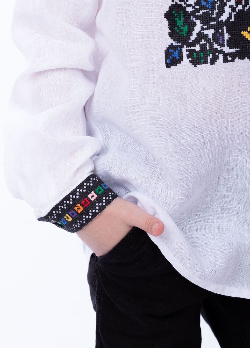 Белая рубашка для мальчиков Едельвіка лен (359381046)