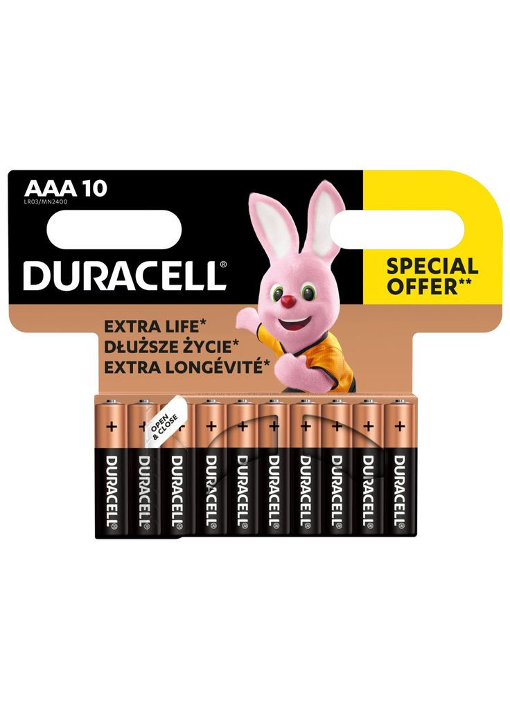 Батарейка AAA щелочные 10 шт. в упаковке (m426474) Duracell AAA лужні 10 шт. в упаковці (367065360)