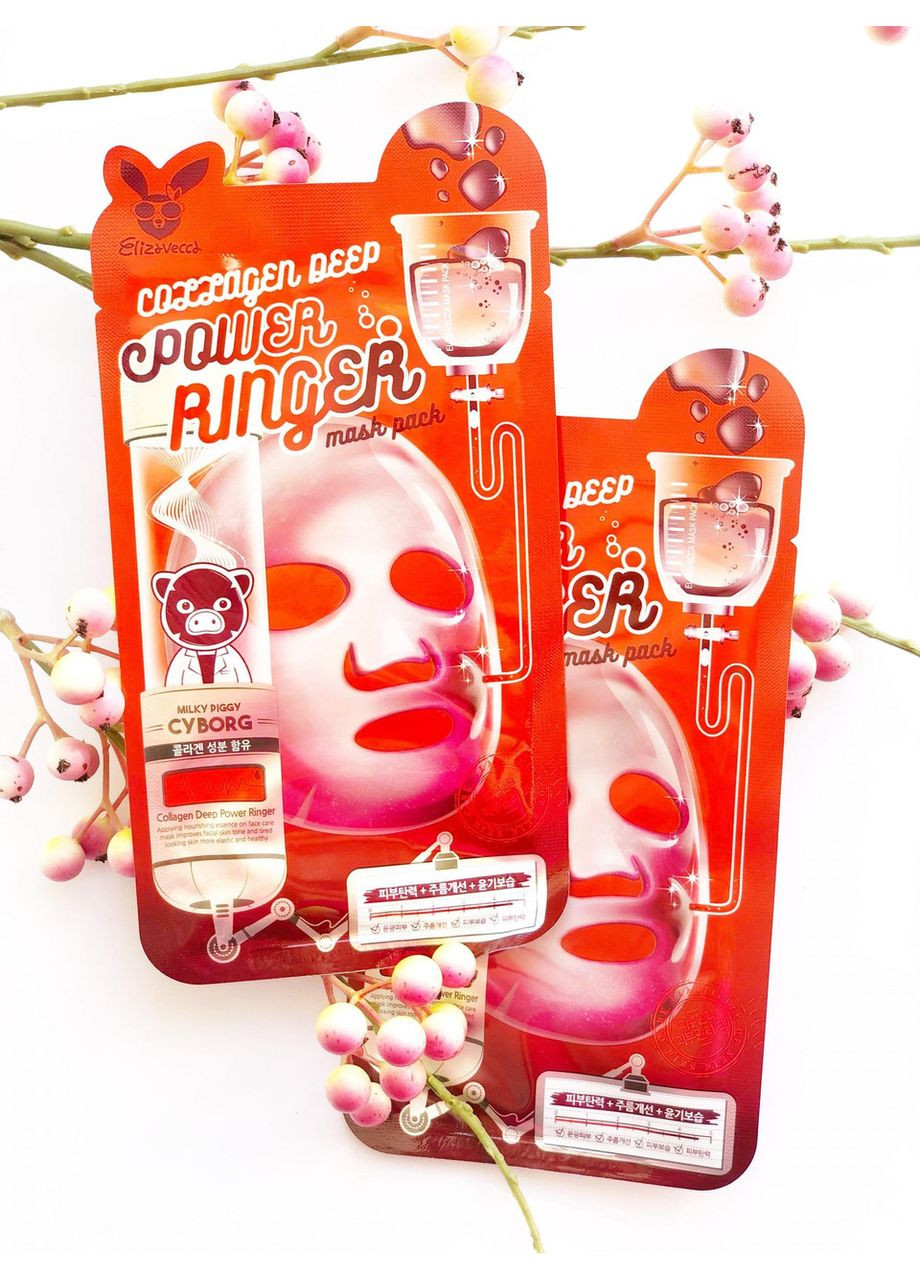 Зміцнювальна тканинна маска для обличчя з колагеном Collagen Deep Power Ringer Mask Pack 23 ml Elizavecca (358500282)