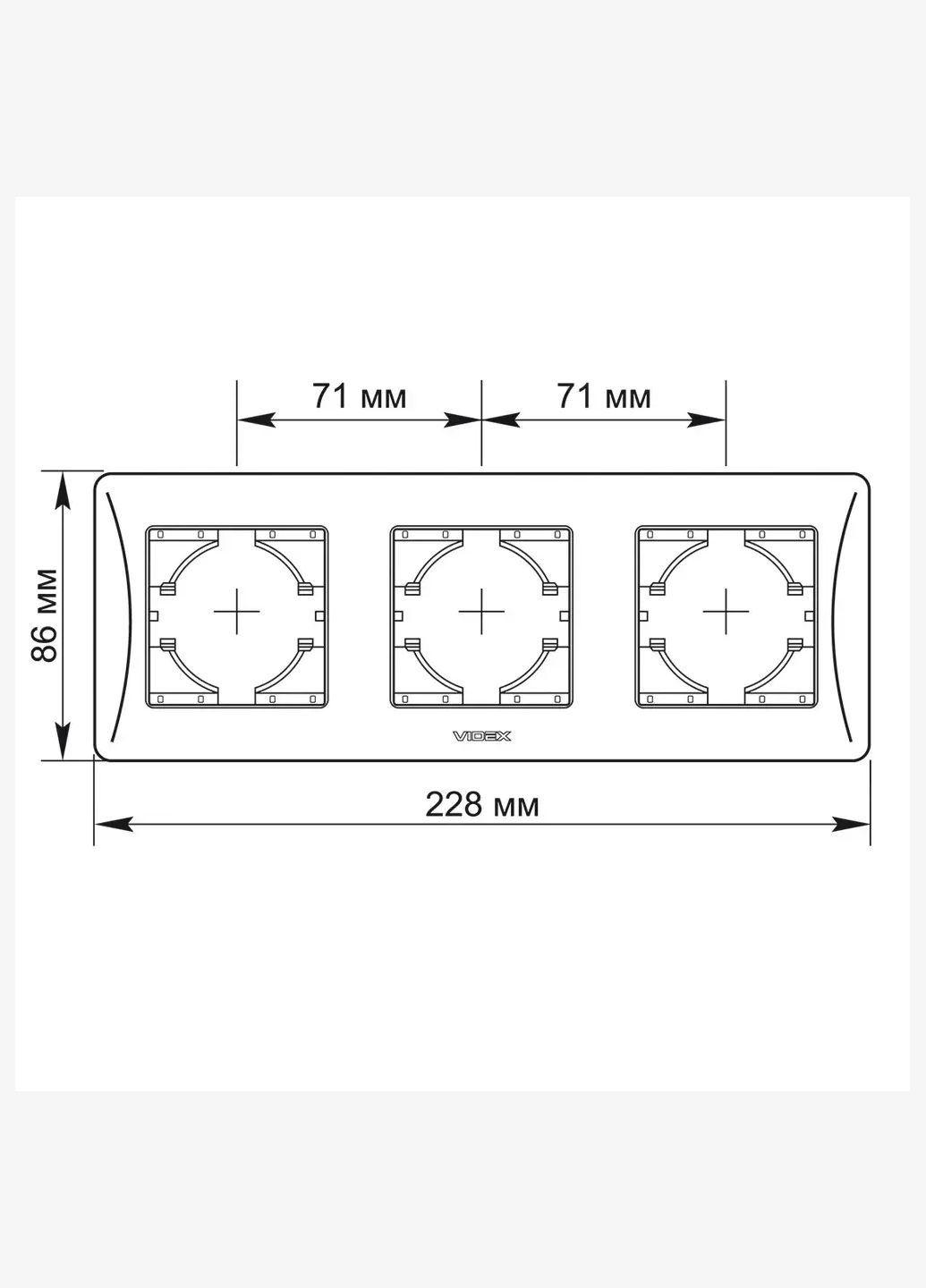 Рамка серебряный шелк на 3 места горизонтальная BINERA Videx (355267803)